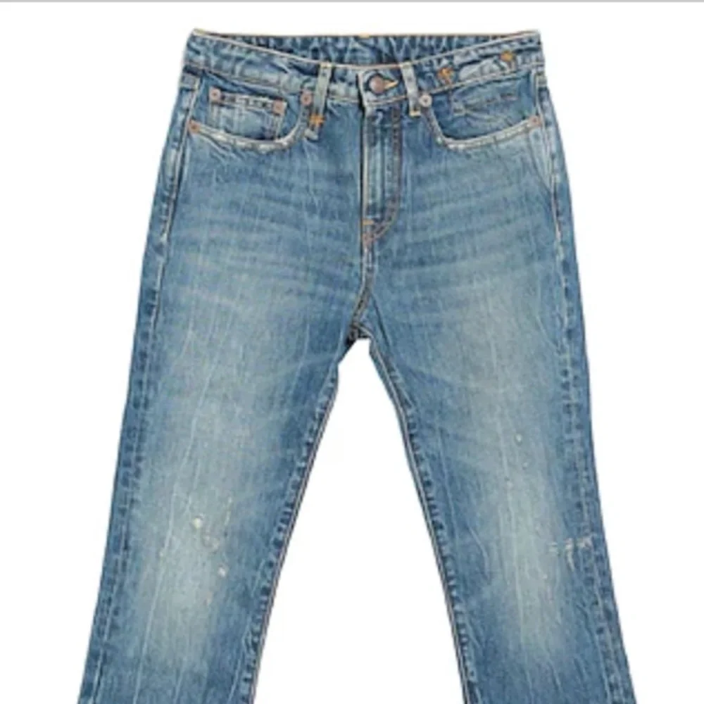 R13 Distressed Hem High Waist Crop Denim Jeans - Picture 3 of 15